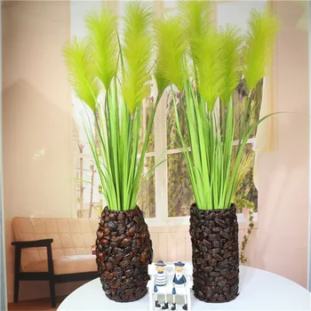 

93 Cm 5 Heads Fake Reed Bouquet Silk Onion Grass Large Artificial Tree Wedding Flower Plastic Autumn Plants for Home Decoration
