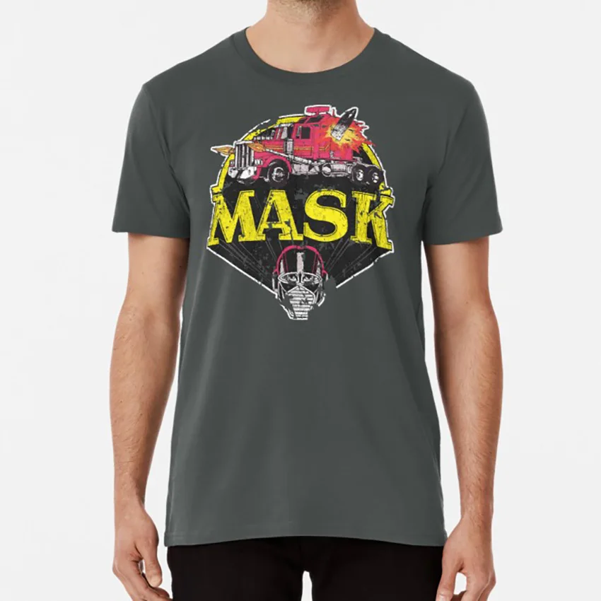 M.A.S.K. Футболка винтажный мультфильм собрать все 92 классический kenner коллектор 80s маски для кукол 1980s ретро - Цвет: Темно-серый