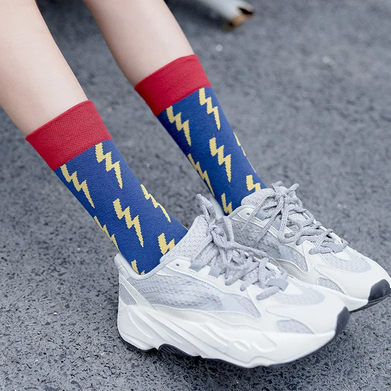 Хлопковые корейские носки для мужчин и женщин, европейские и американские уличные трендовые носки с молнией, индивидуальные носки из хлопка, пара носков