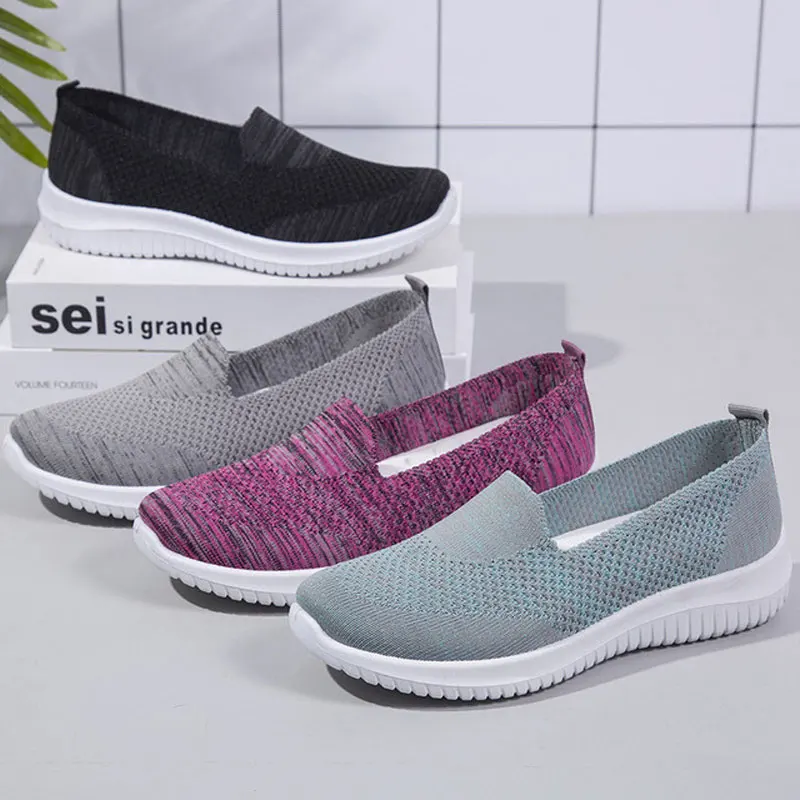 

Autumn Women's Loafers Slip-on Creepers Shoes Comfortable Luxury Shoes Women Korean Female Flats Knitted Scarpe Donna Work Shoe