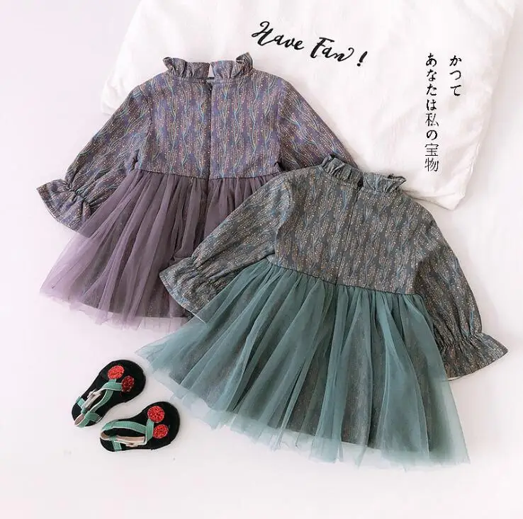 ; плотное платье с принтом для девочек; модные зимние хлопковые платья для девочек 1-6 лет; HH805