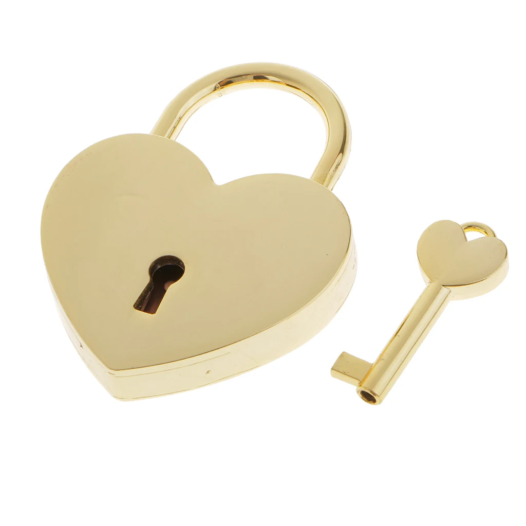 Retro Vintage Personalized Heart Shape Padlock with Key Travel Luggage Suitcase Locker Lock Set
