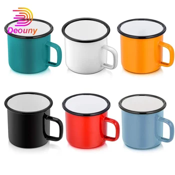 

DEOUNY Enamel Camping Coffee Mug Small Colored Cup For Family Gathering Friend Party Picnic Fishing Portable 12OZ(350ML) 6PCS
