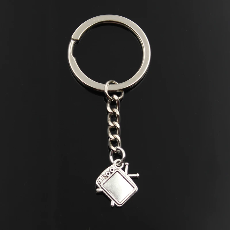 New Fashion Keychain 15x13mm Television TV Set Pendants DIY Men Silver Color Car Key Chain Ring Holder Souvenir For Gift