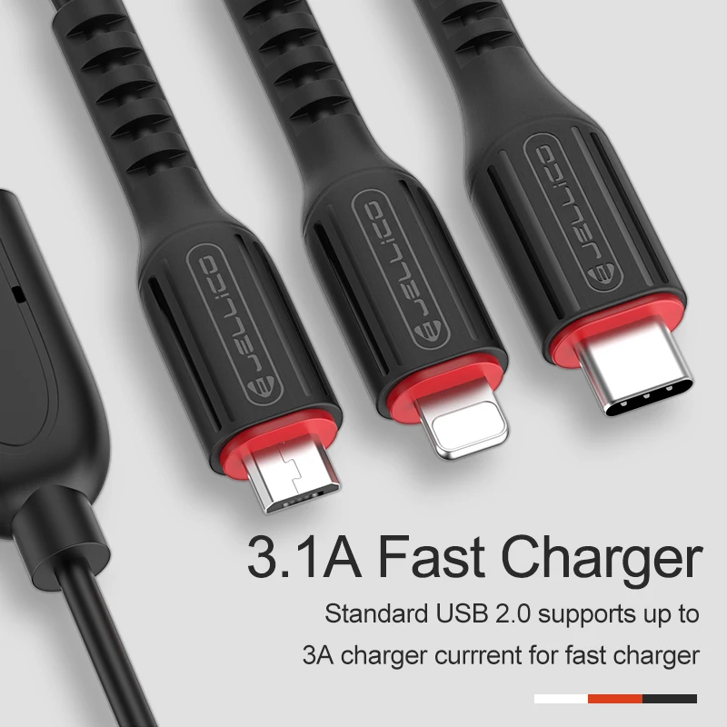 Jellico 3 в 1 USB кабель для iPhone samsung S9 Xiaomi мульти Быстрая зарядка зарядное устройство Micro USB кабель usb type C кабели для мобильных телефонов