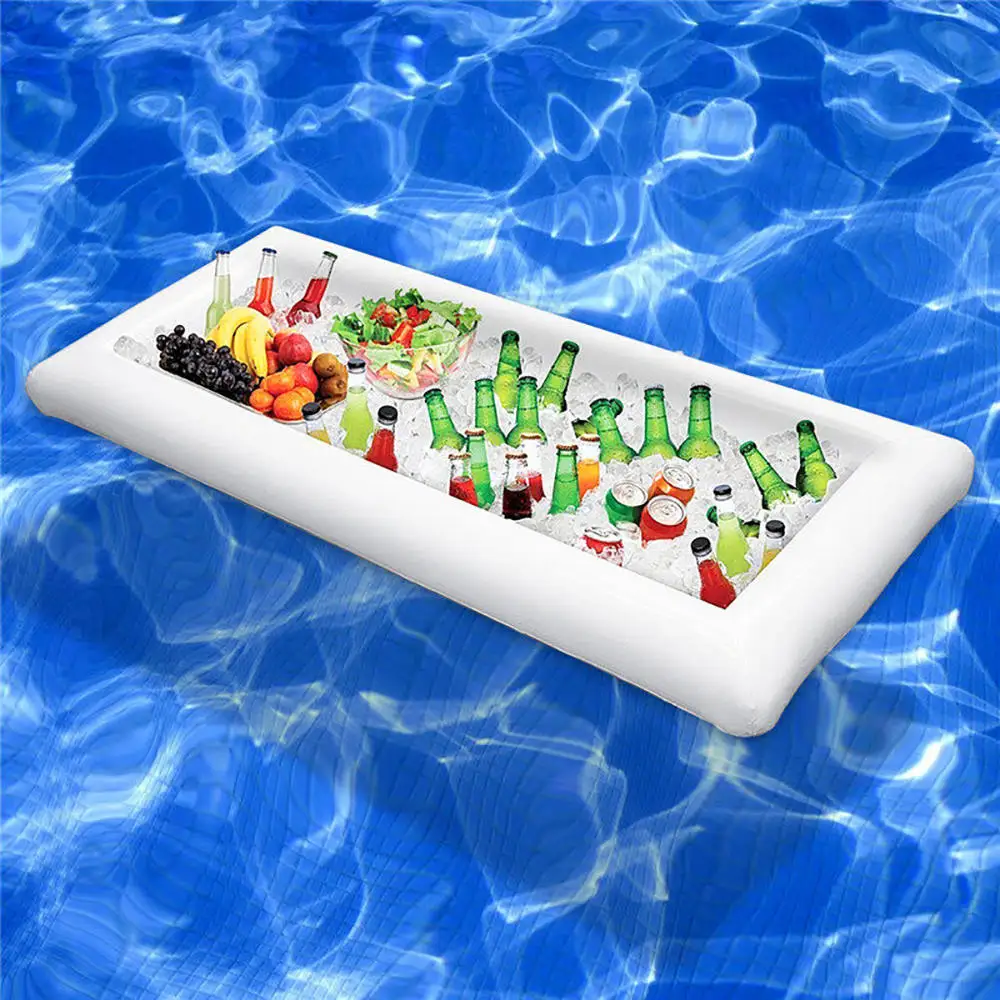 Pool Float Inflatable Beer Table Mattress Ice Bucket Serving Salad Bar Tray Food Drink Holder for Summer Water Party Air | Спорт и