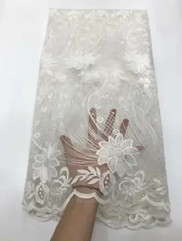 

NewLatest African Milk Silk Applique Lace Fabric High Quality French Mesh Lace Fabric Wit Sequins Milk Silk For Nigerian Dress