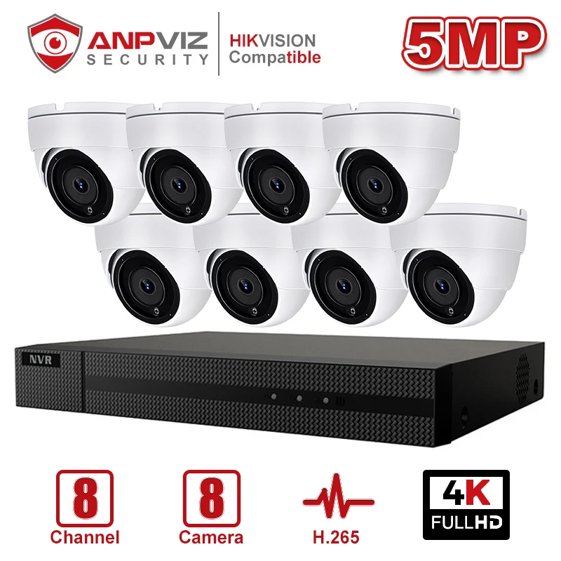 Anpviz 8CH 4K NVR 5MP белый/серый POE IP камера комплект ONVIF домашние/наружные системы