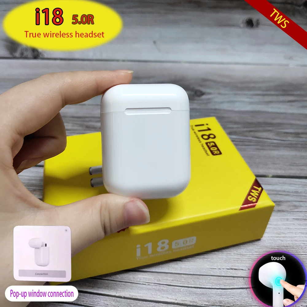

i18 TWS Wireless Bluetooth Earphones 5.0 headphone PK i12 tws i11 i14 Tws i60 i30 i80 Earpieces Wireless earplug With Microphone