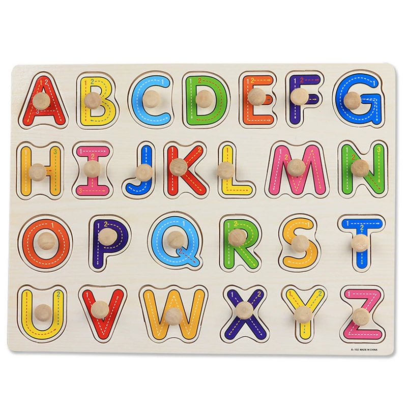 Montessori Wooden Educational Hand Grab Puzzle Boards with Cartoon Animals & Fruits 3D Design