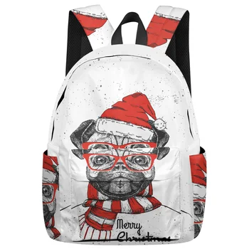 

Mr. Dog Santa Hat Backpack Interior Key Chain Holder Luxury Backpack Arcuate Shoulder Strap