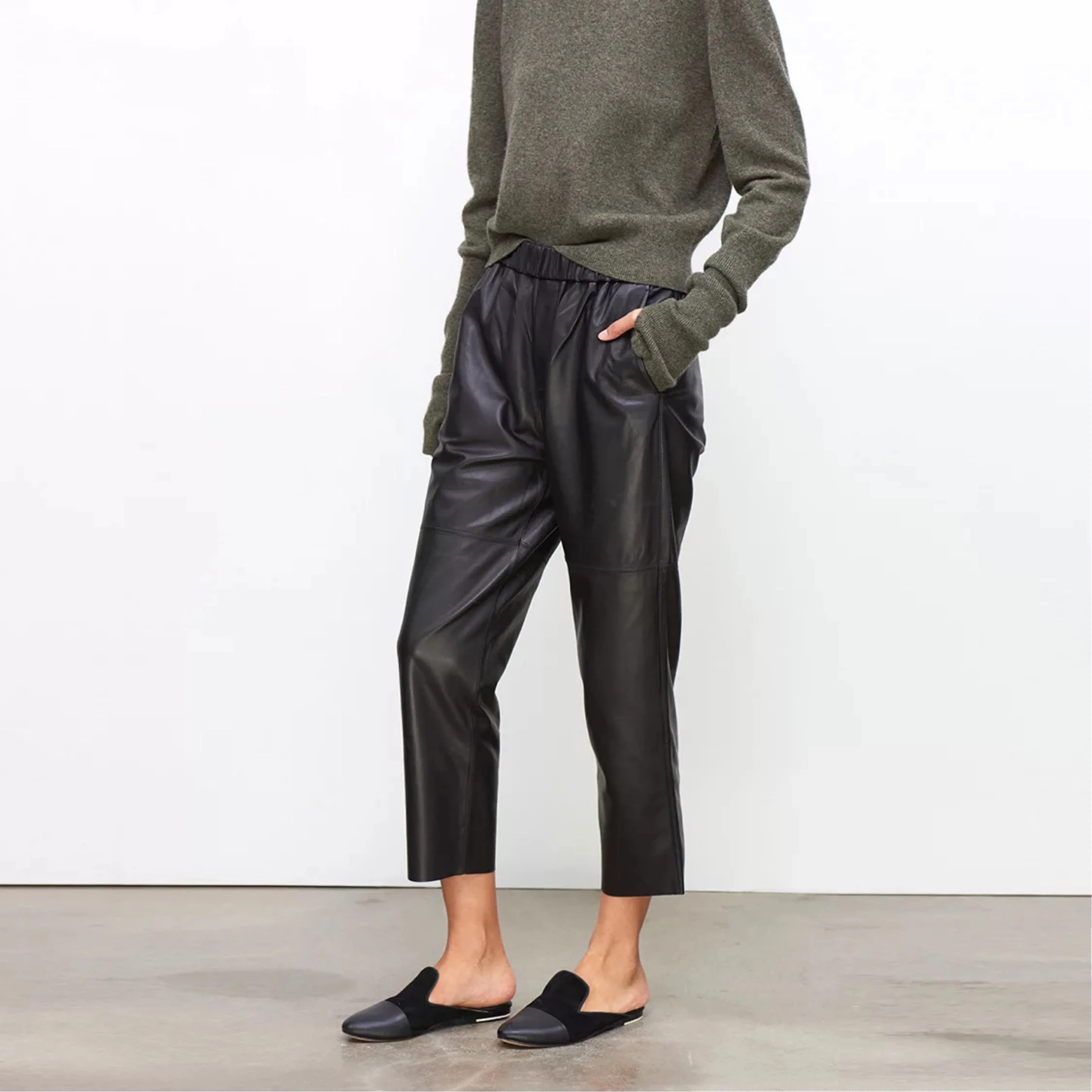 Кожаные Брюки женские расклешенные брюки-клеш новые модные женские кожаные брюки из натуральной овчины