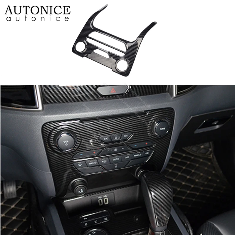 

Carbon fiber color Center Console Button Frame Gold Cover Fit For Ford Ranger Everest Endeavour 2015 2016 2017 2018 2019