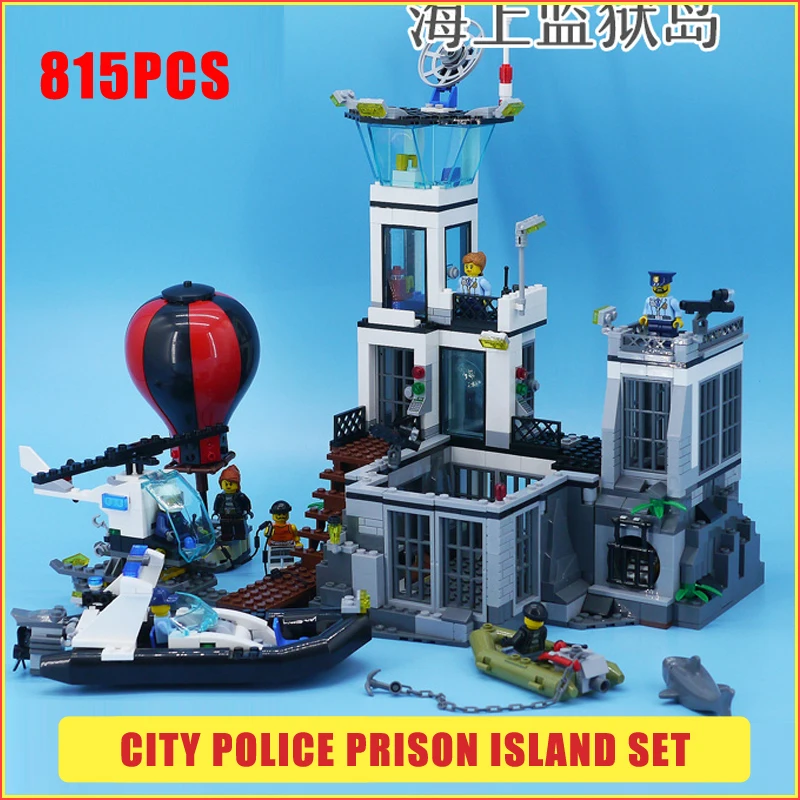 

815pcs Lepinblocks King Compatible Legoed 60130 Prison Island The City Police Set Building Blocks Bricks Educational Toys