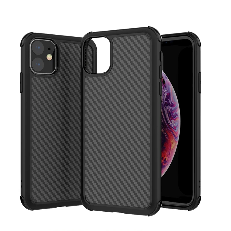 

Shockproof Cases for iPhone 11 Pro X XS MAX XR 5.8 6.1 6.5 inch Carbon Fiber Soft Silicone Rubber Back Matte Slim Armor Cover