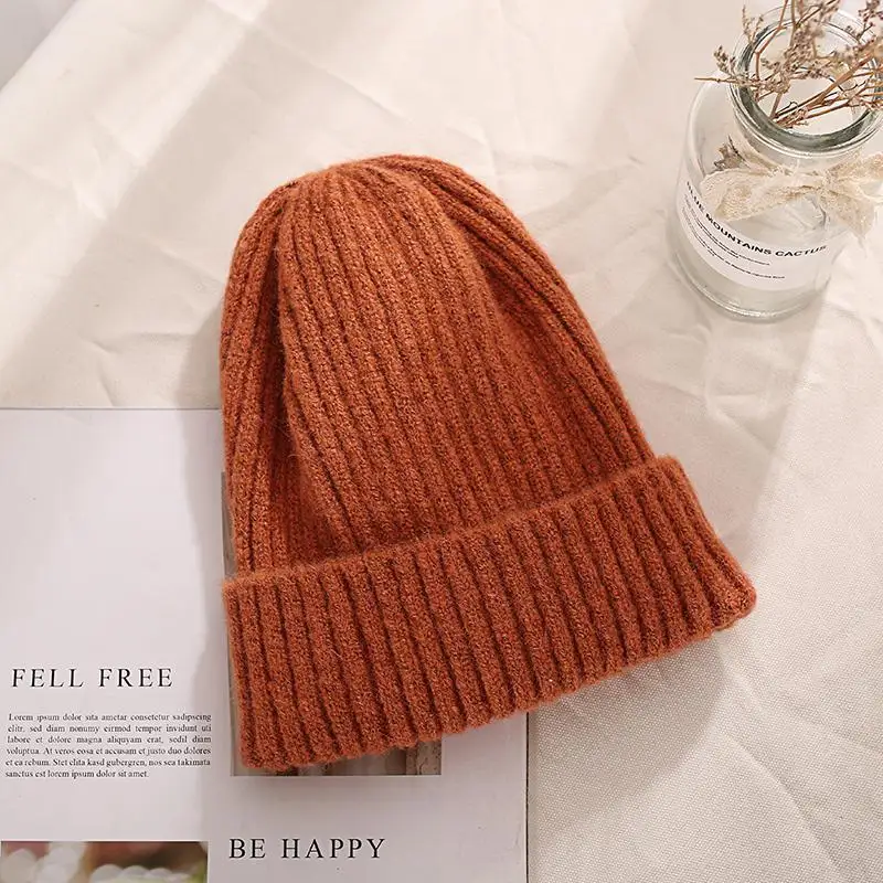 COKK новые модные вязаные шапки для женщин осень зима мягкие мужские Skullies Beanie трикотажные Gorras сплошной цвет хип-хоп шапка для мальчиков и девочек - Цвет: orange