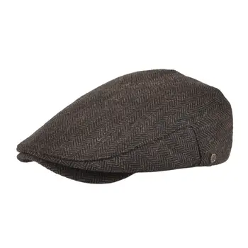 

VOBOOM Winter Ivy Cap Wool Blend Mens Brown Newsboy Caps Herringbone Cabbies Hat Warm Headpiece 133