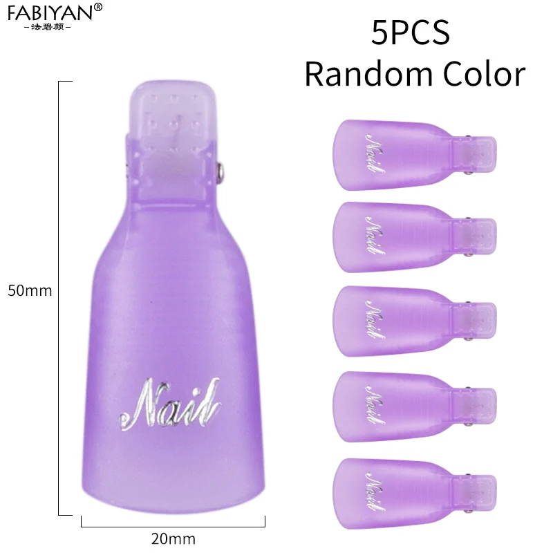 5Pcs Random 5 шт Пластиковые лапки для ног дизайн ногтей Замачивание клипса колпачок УФ гель лак акриловые наконечники для удаления очищающее средство обертывание салонный маникюр педикюр инструменты - Цвет: 5Pcs Random