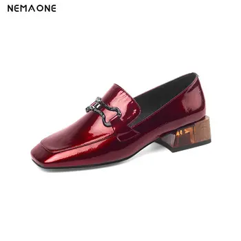 

2020 New Brand Design Genuine Leather Women Pumps The High Quality Fashion Elegant 3.5cm Square Heel Ladies Casual Party Pumps