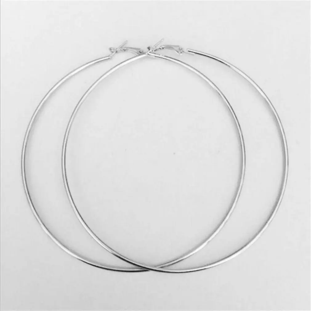 Silver Новые Круглые Гладкие большие кольца 10 см, модные женские большие круглые металлические кольца, серьги, вечерние, для ночного клуба, золотые, серебряные, гипербола, повседневные, шикарные - Окраска металла: Silver
