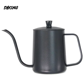 

600ml Stainless Steel Black Hand Punch Pot Coffee Pots with Lid Drip Gooseneck Spout Long Mouth Coffee Kettle Teapot Special Pot