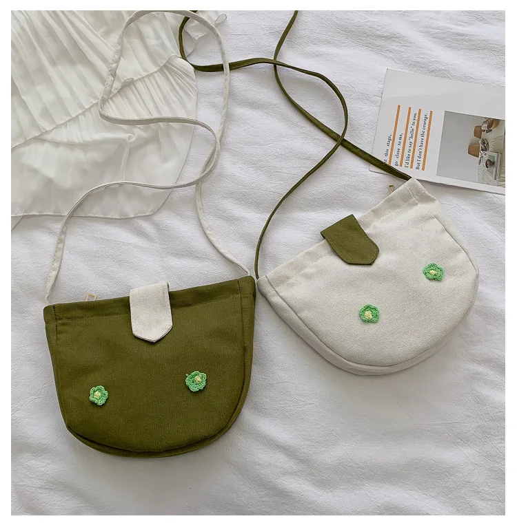 Micro for Women’s Canvas Handbag New Style Women's Messenger Bag Versatile Japanese Style Leisure Bag WOMEN'S Bag Flower Backpac