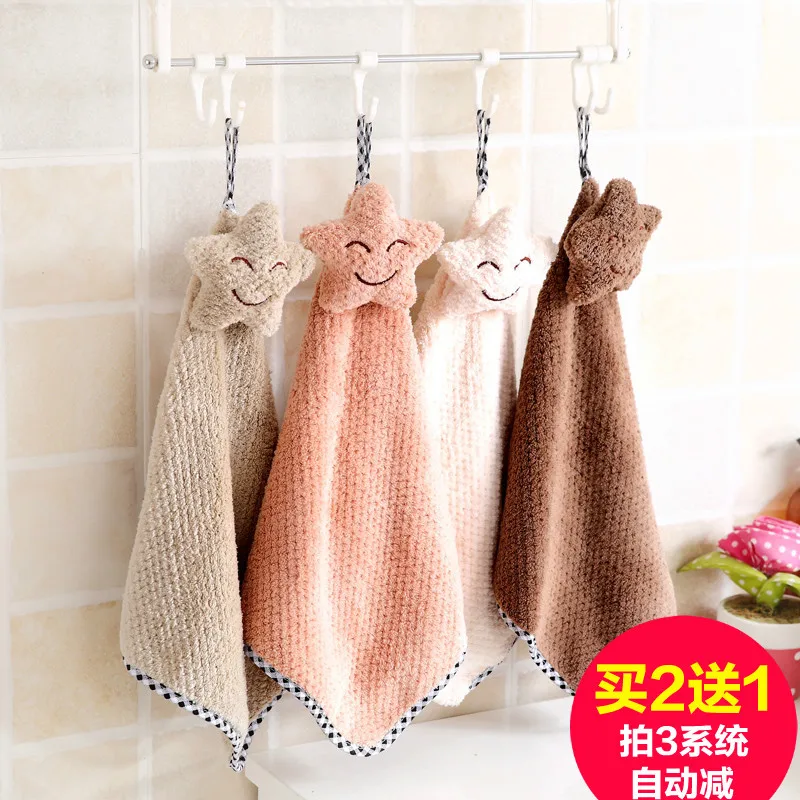  Kitchen Strong Water-Absorbing Hand Towel Paint Hand Cloth Hanging Cartoon Cute Small Handkerchief 