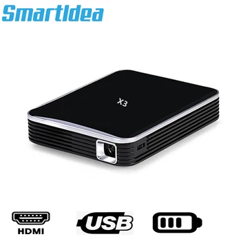 

Smartldea X3 Wired Same Screen Smart DLP Pico Projector build-in Battery, 200ansi brightness Pocket LED Projector USB SD Beamer
