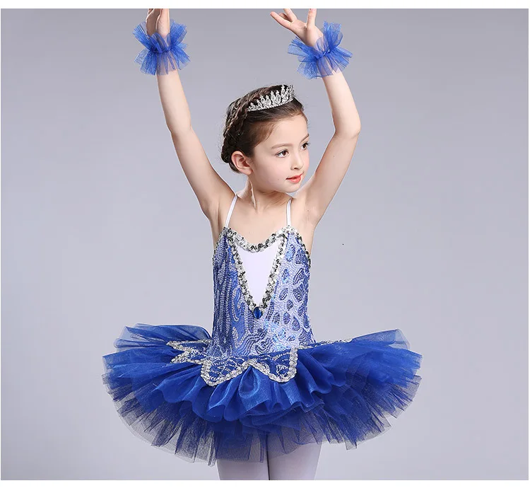 Songyuexia/Новинка; детская профессиональная балетная пачка небесно-голубого цвета для девочек; детская балетная пачка с блестками; детский танцевальный костюм для девочек