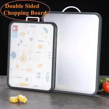 

Double-sided Chopping Block Stainless Steel Non-slip Anti-mildew Multifunction Cutting Board Durable Kitchen Chopping Board