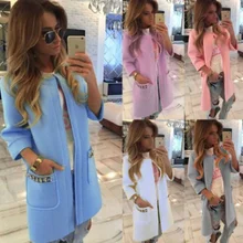 Осень, Длинная ветровка, одноцветная открытая куртка, тонкое пальто, женские модели