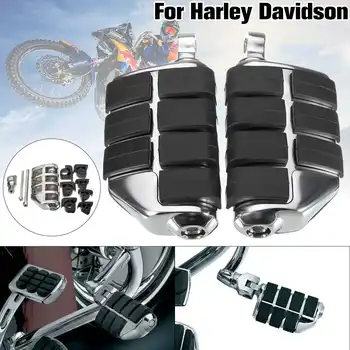 

For Harley Sportster Davison SOFTAIL/DYNA 1 Pair Chrome Mount Rubber Motorcycle Front&Rear Footrest Foots Pegs Pedals