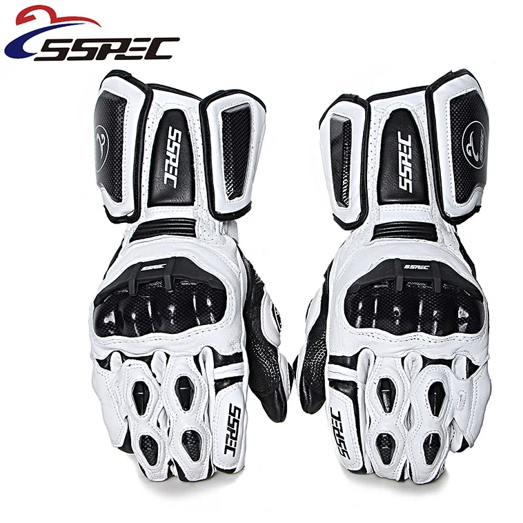 SSPEC перчатки для мотоцикла из натуральной кожи из углеродного волокна Gant Moto Guantes дышащие мотоциклетные перчатки для верховой езды мото-перчатки - Цвет: SCG-7107 Wtite