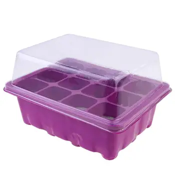

12Sets of 12-Holes Seedling Tray Set Seed Sprouter Plastic Holder Wheatgrass Grower Vegetable Seedling Container(Purple)