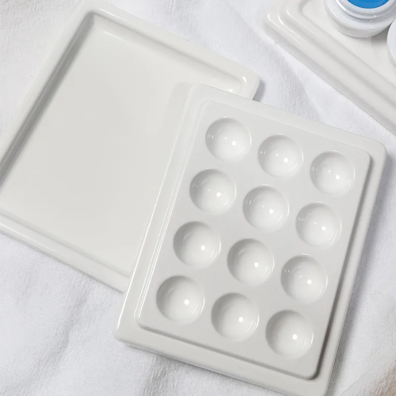 12WellMiniImitateCeramicWatercolorPaintPaletteWithLidPlastic