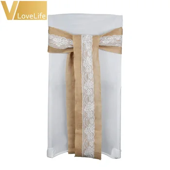 

8pcs/lot 15x240cm Jute Burlap Ribbon Chair Covers Bow Bowknot Belt Natural Burlap Wedding Chair Sashes Wedding Chair Decoration