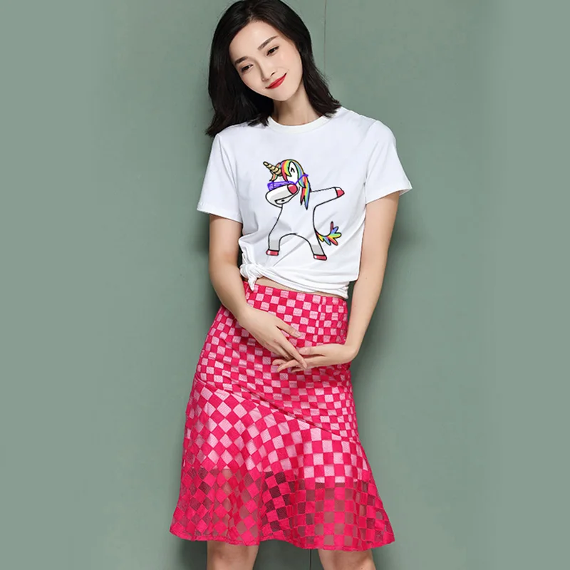

2019 women's summer fashion new kawaii unicorn print T-shirt cartoon round neck loose Harajuku casual T-shirt women's clothing