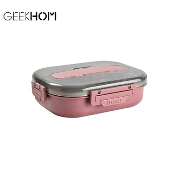 

Stainless Steel Food Container Lunch Box Dinnerware Lunchbox 3 Layers Bento Box Eco-Friendly Wheat Straw Lunch Box For School