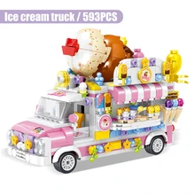 

Mini Bricks City Cream Cart Car Figurine Model Building Blocks Vehicle Education Toys For Children Gifts
