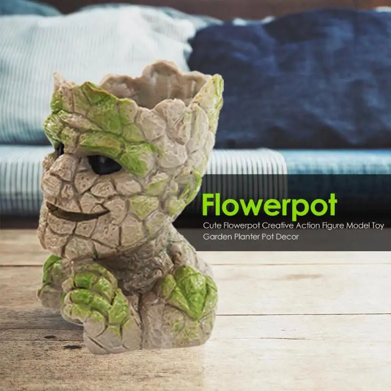 Cute Flowerpot Multifunctional Creative Action Figure Model Toy Simple Atmosphere Home Garden Planter Flower Pot 14x10x8.5cm