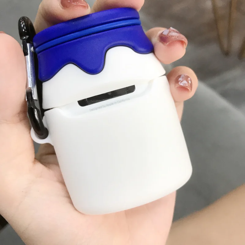 Силиконовый наушник чехол для Apple Airpods 2 Чехол 3D мультфильм Милая бутылка молока защитная оболочка покрытие чехол для наушников