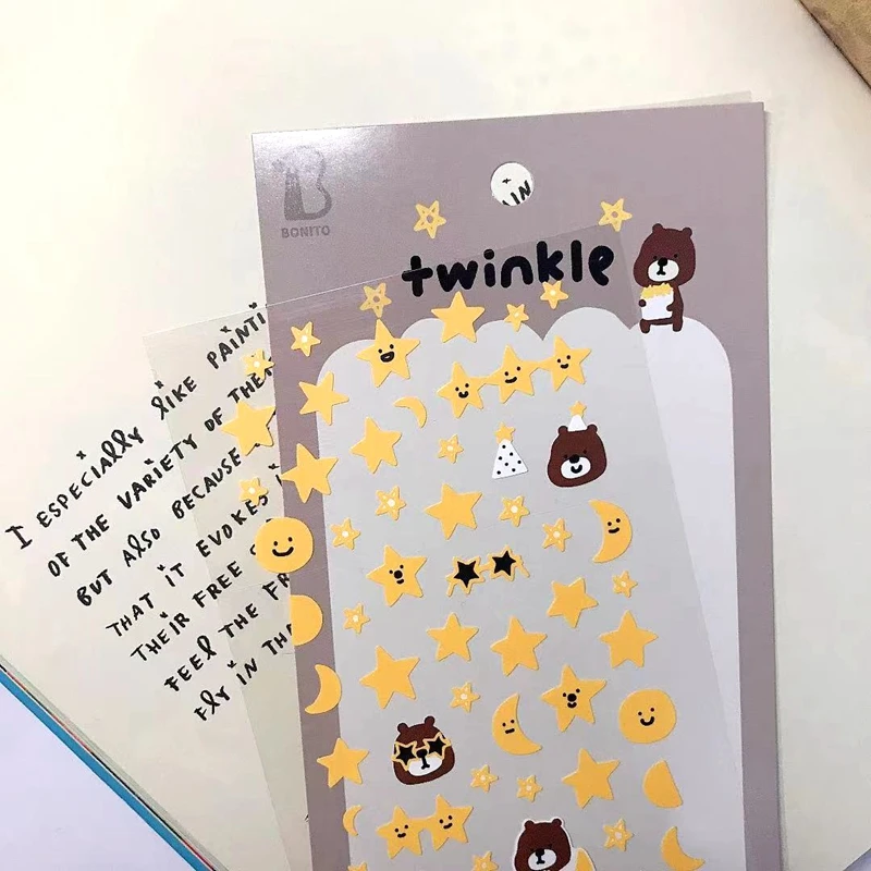 Cute Star Heart Korea Stickers Scrapbooking Material Journal Card Diary Sketchbook Decor DIY Mark Sticker Hobby Craft Supplies