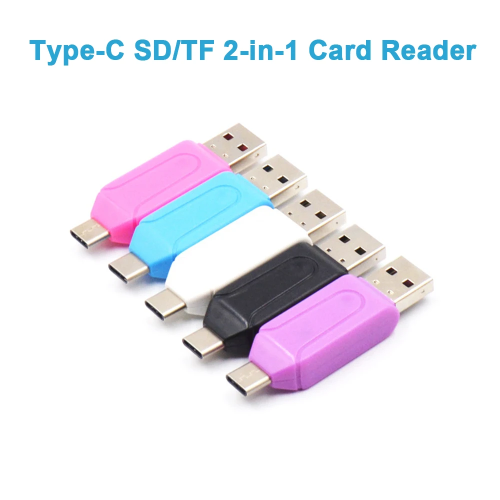 

5 Colors 2 In 1 USB OTG Card Reader for Universal Micro USB OTG TF/SD Card Reader for Phone Extension Headers Micro USB Adapter