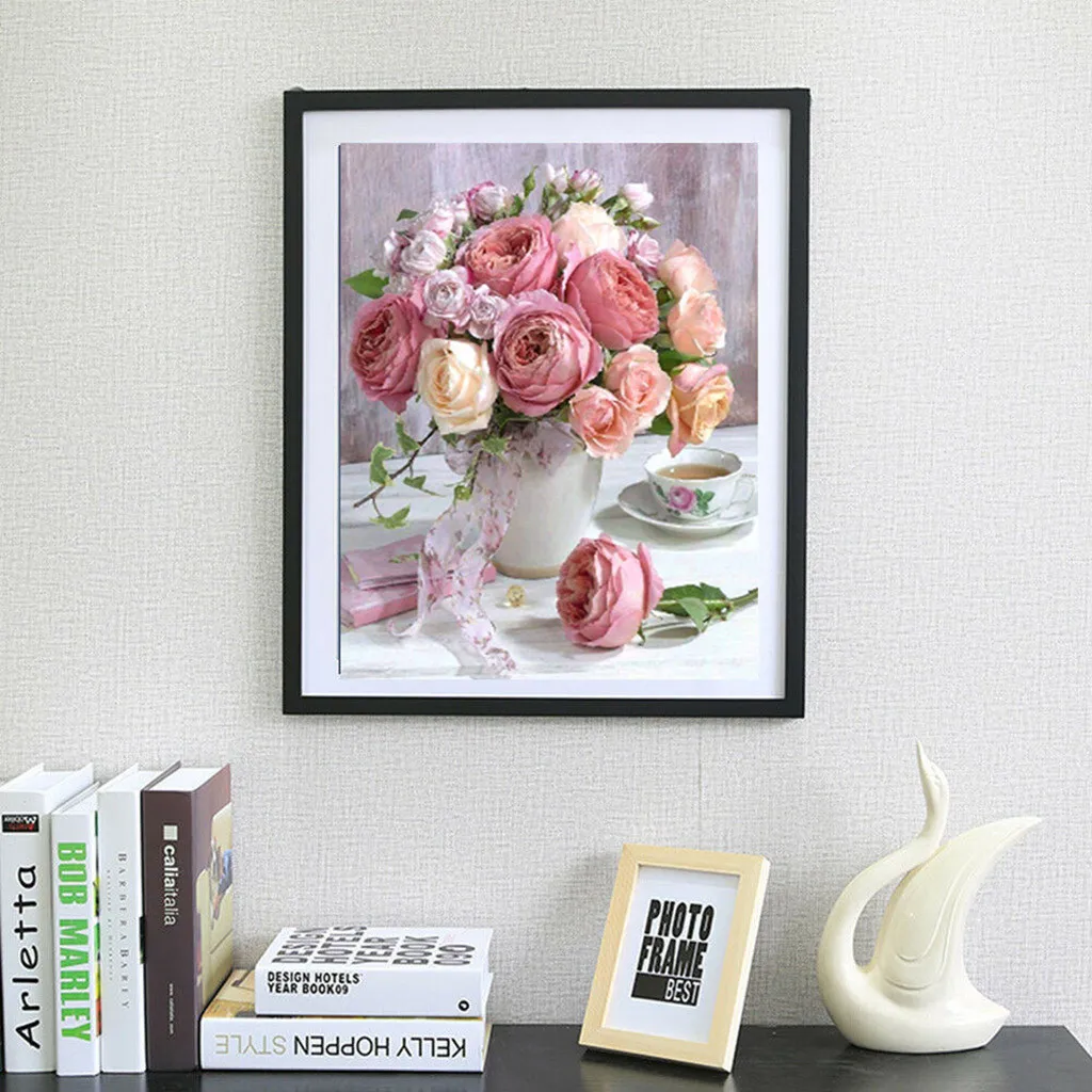 

5D DIY Diamond Painting Home Rose Flower landscape Cross Stitch Kit Wall Sticker Full drilling Embroidery Home decor gift 2019