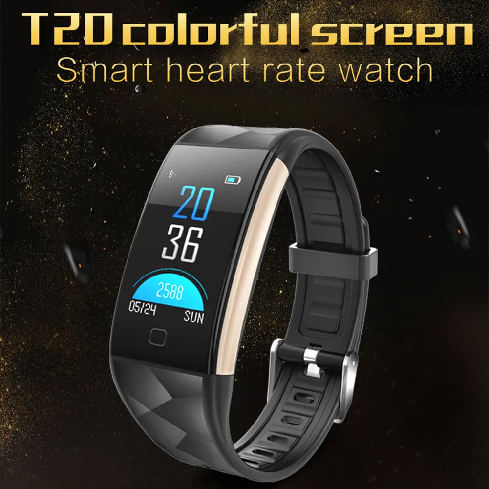 

T20 Bluetooth Smart Wristbands Color Screen Heart Rate Blood Pressure Monitoring smartband Message Reminder Smart Bracelet