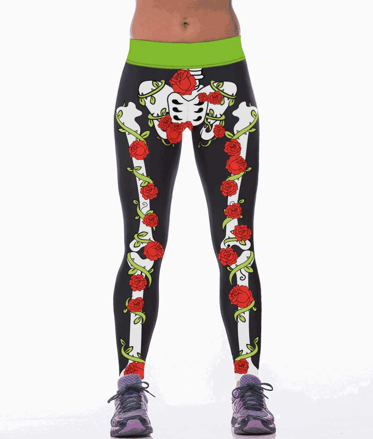 N Halloween Tiger Eagle Animal Skeleton Print Women Yoga Pants Leggings Fitness Tight Push Up Workout Gym Clothing Run Sportswear - Цвет: N