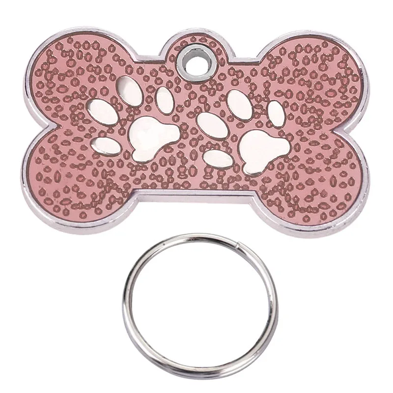 LP Dog ID Tag Engraved Metal Customized Pet Tags Dog Accessories Personalized Bone Paw Name Tag Plate Collar Decoration - Цвет: LP
