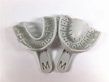 

50Pair Dental Plastic Impression Trays Middle Autoclavable Perforated For Implant Tray 100Pcs Upper&Lower