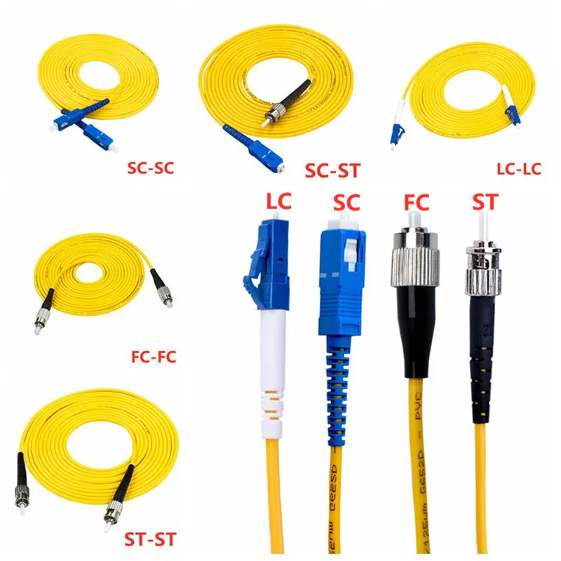SC to SC LC to LC ST to ST FC to FC Fiber Patch Cord Jumper Cable SM Simplex Single Mode Optic for Network 3m 5m 10m 20m 30m 50m
