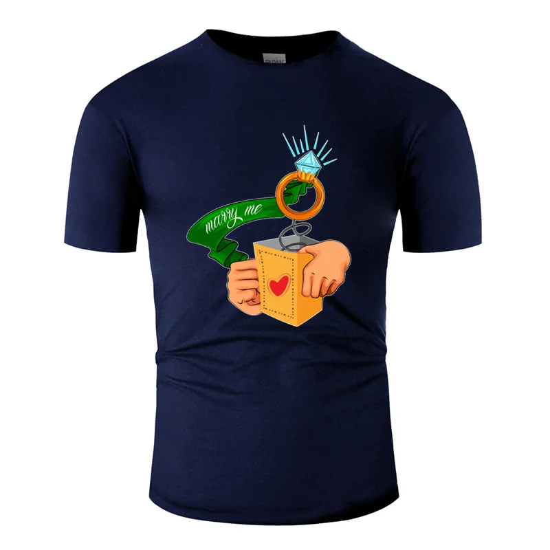 Новинка, модная повседневная футболка marry me,, летняя, большой размер S~ 5xl, уникальная мужская футболка, хлопок, против морщин, Топ в стиле хип-хоп - Цвет: Men-Navy Blue